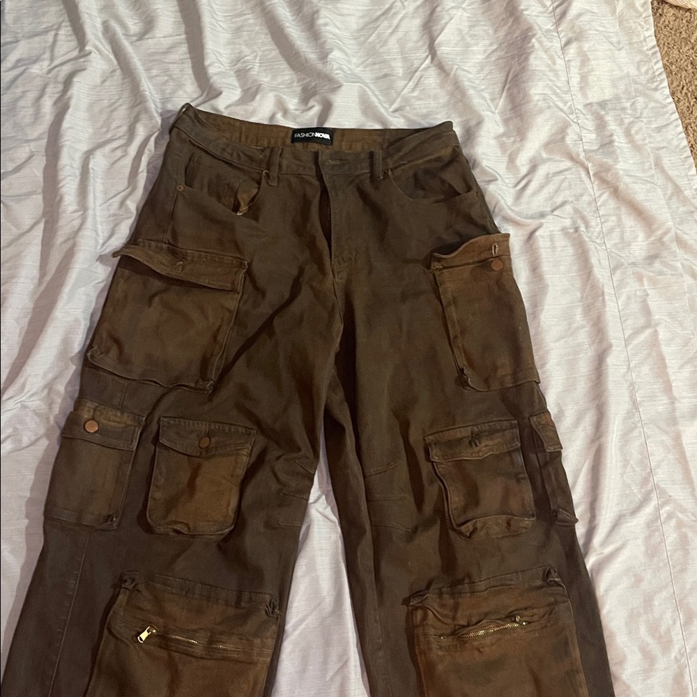 Fashion Nova Men's Cargo Pants - Dark Brown